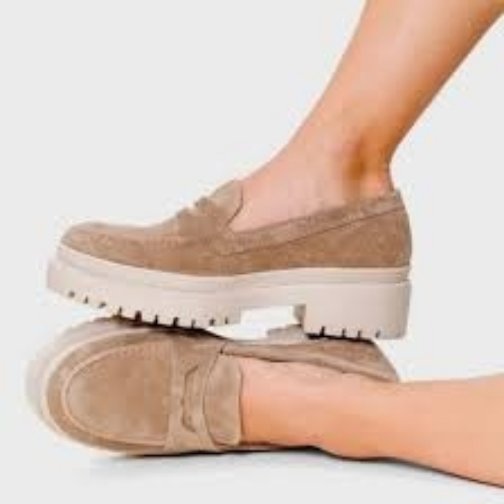Portland Leather Co. Patina 'Zoe' Chunky Loafers Tan/fawn Suede Size 8